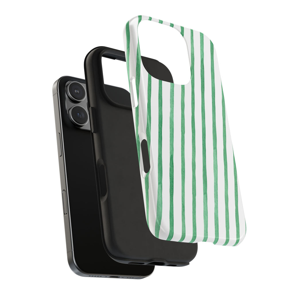 Green Hand-Painted Stripe Phone Case