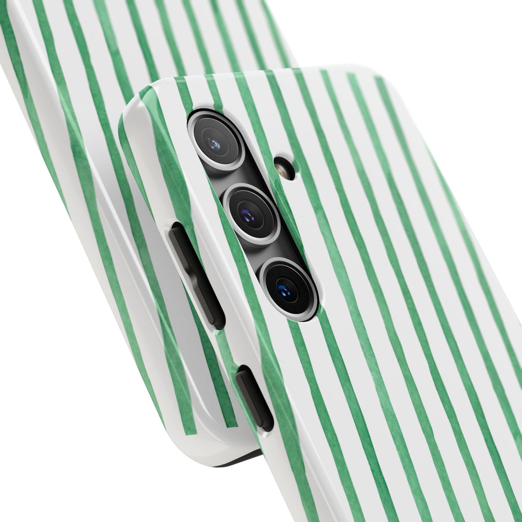 Green Hand-Painted Stripe Phone Case
