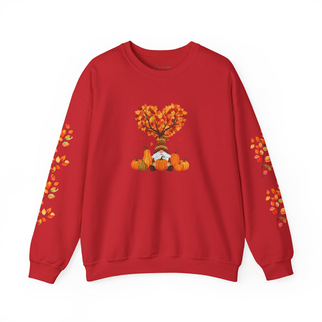 Autumn Heart Pumpkin Sweatshirt — Fall Leaves Crewneck