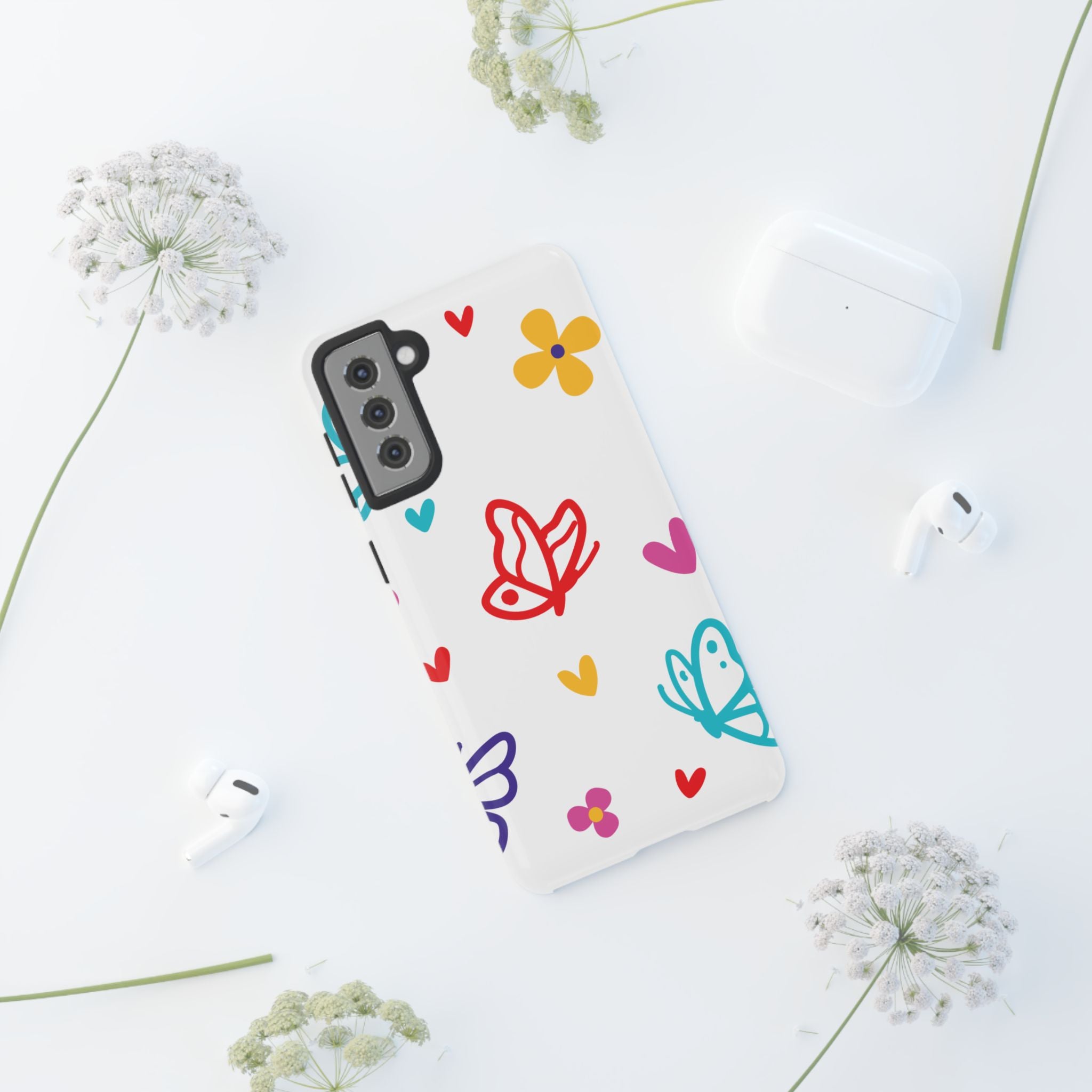 Whimsical Butterfly Protective Phone Case — Dual-Layer Shockproof, UV-Protected