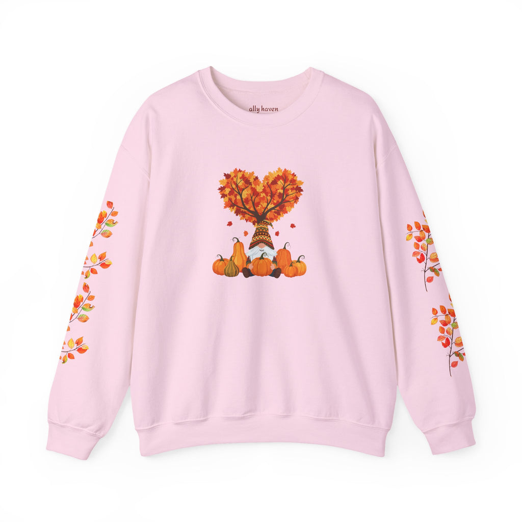 Autumn Heart Pumpkin Sweatshirt — Fall Leaves Crewneck