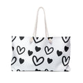 Black & White Heart Weekender Bag — Spacious Rope-Handle Travel Tote