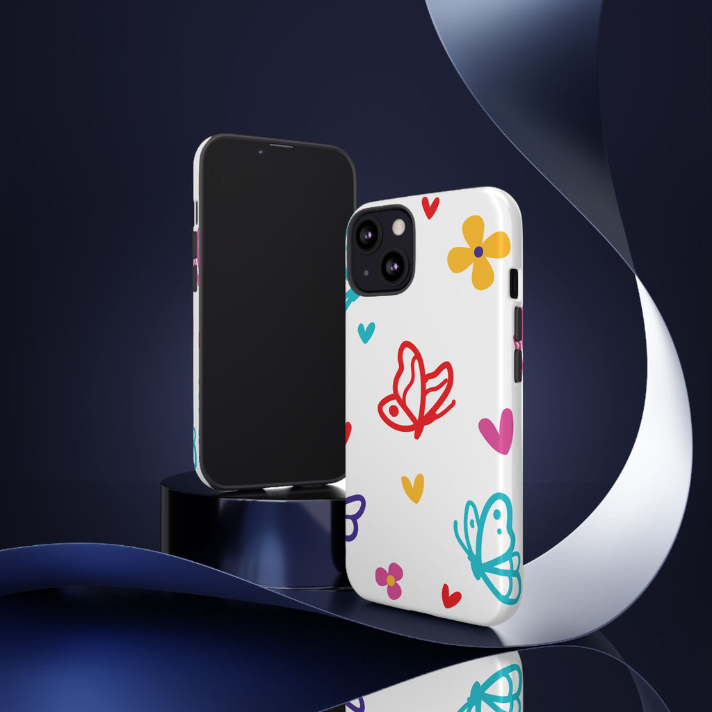 Whimsical Butterfly Protective Phone Case — Dual-Layer Shockproof, UV-Protected
