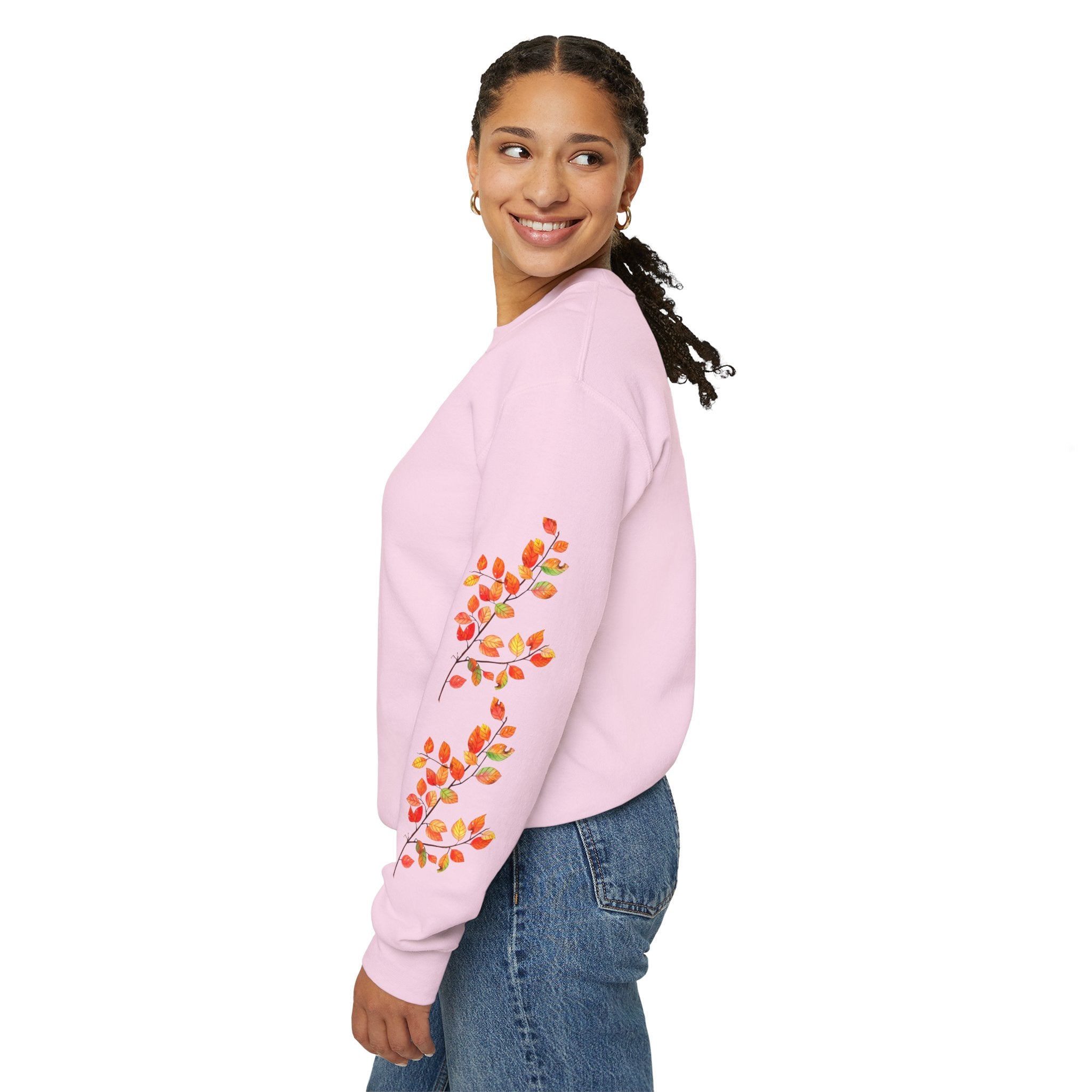Autumn Heart Pumpkin Sweatshirt — Fall Leaves Crewneck