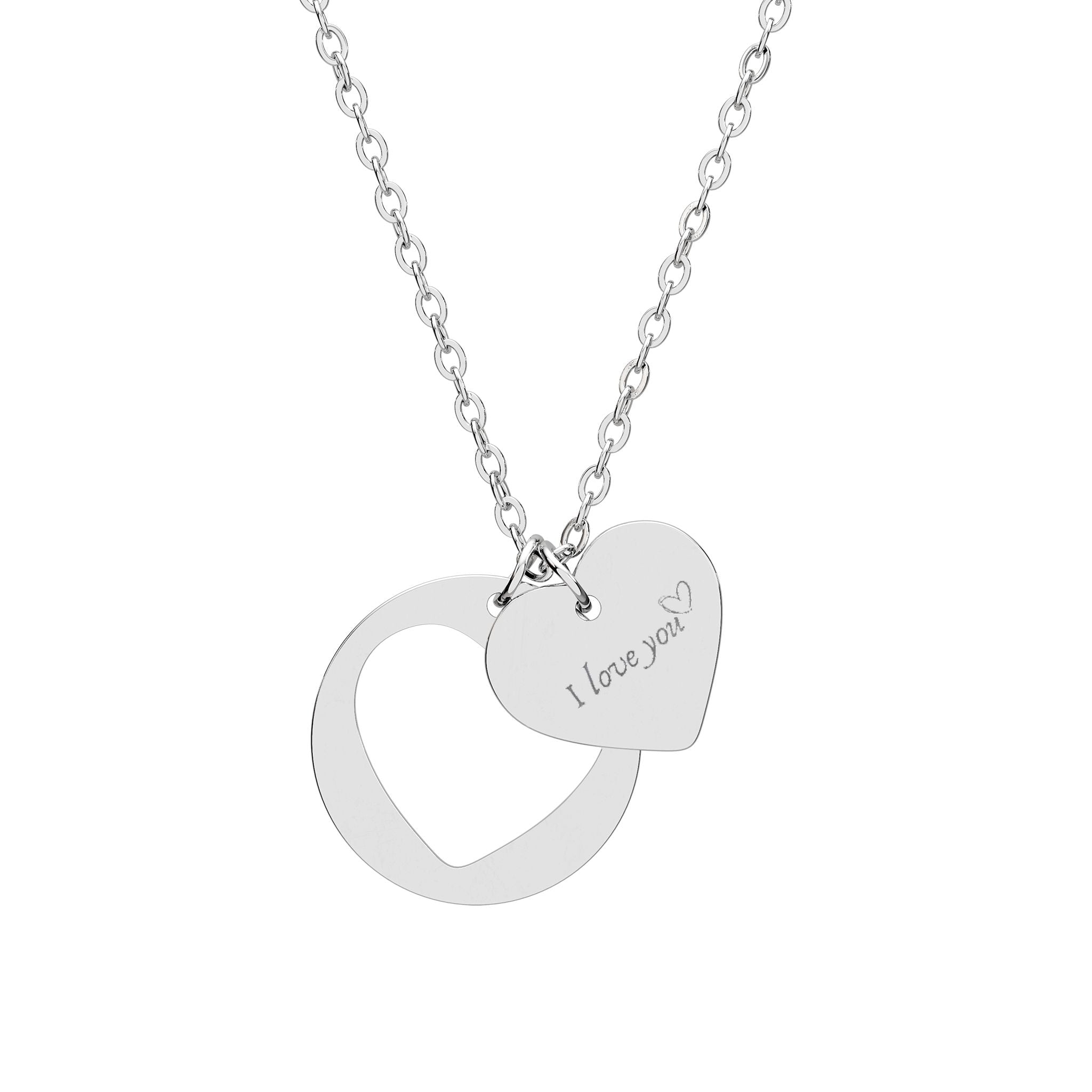Heart Cutout Necklace — Minimal Engraved Stainless Steel Pendant (Silver, Gold & Rose Gold)